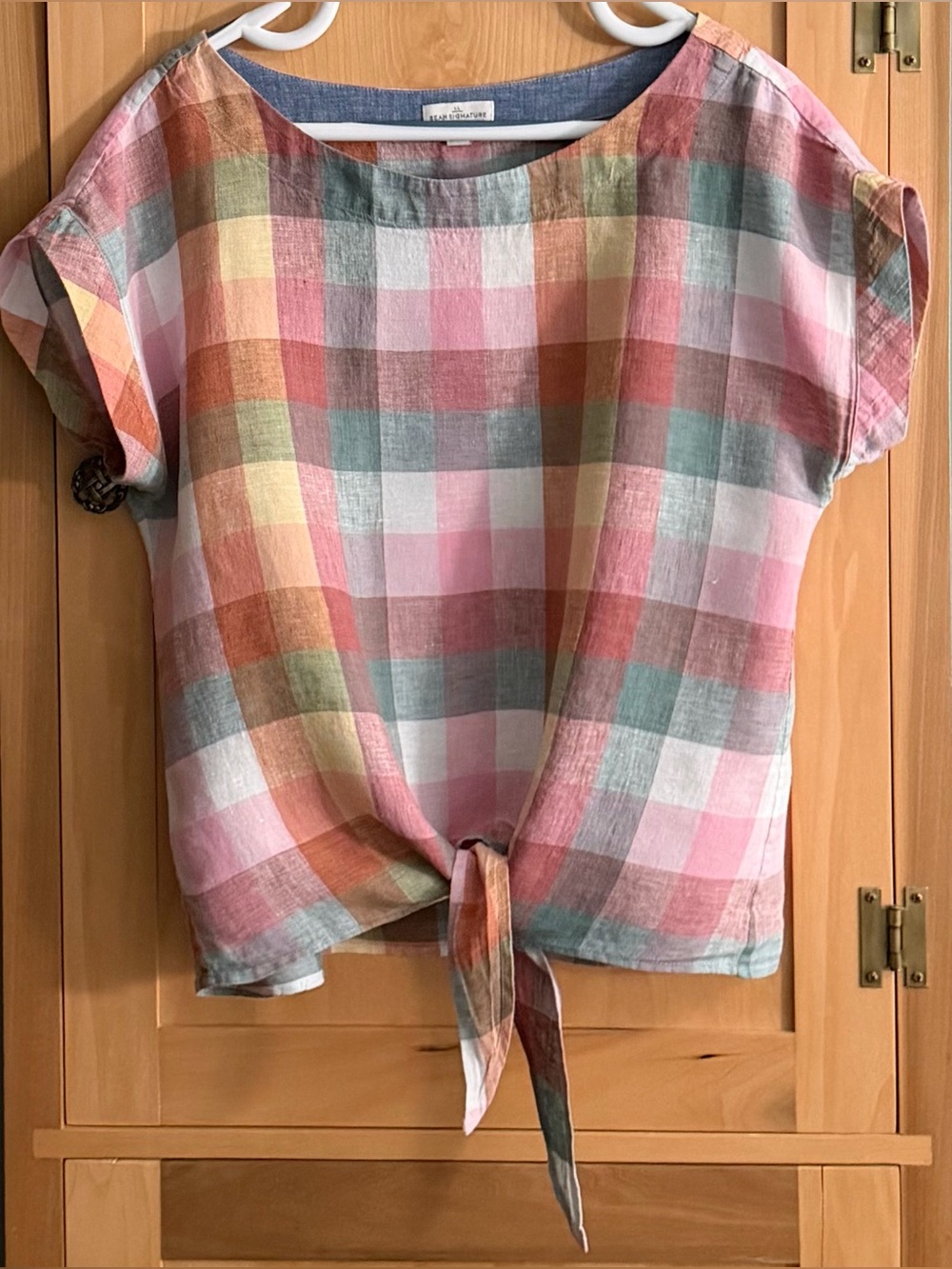 Lightweight Plaid Tie-Front Blouse - Multicolor by LC Lauren Conrad